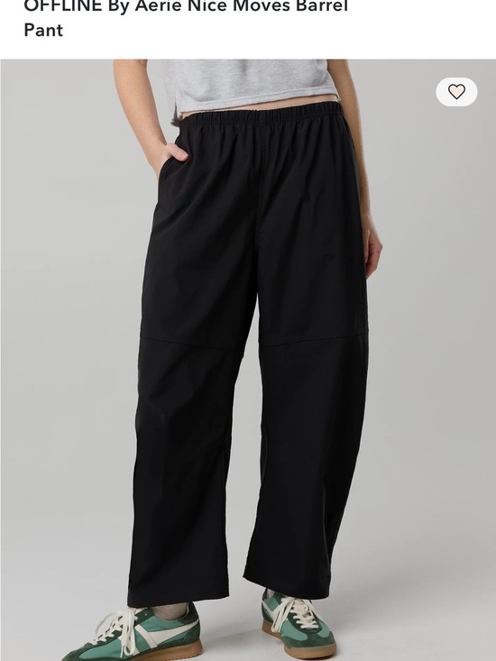 aerie Pants - aerie Wide-Leg Elastic Waist Barrel Pant - Black